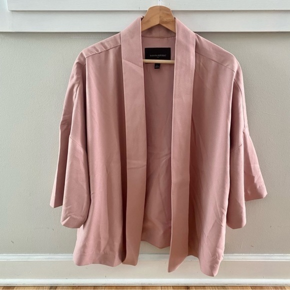Banana Republic Factory Solid Kimono Style Pink Savannah Clay Open Front Blazer - Picture 2 of 8
